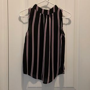 High neck striped tank top